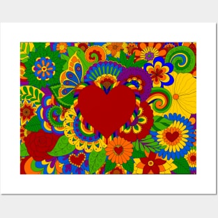 Rainbow Love and Flowers Posters and Art